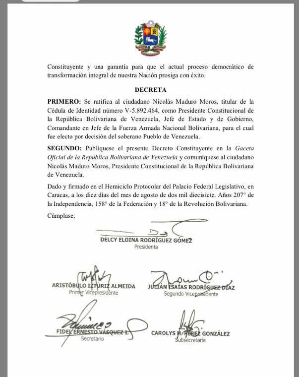 Constituyente ratifica a Maduro como Presidente de Venezuela 3