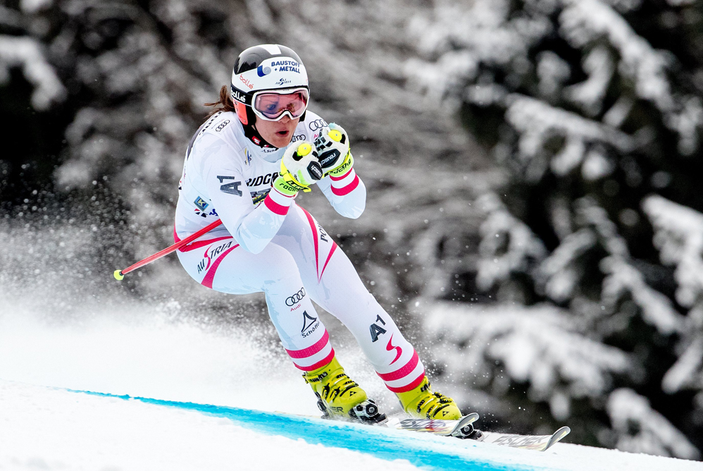 NIL01. Garmisch Partenkirchen (Germany), 03/02/2018.- Ramona Siebenhofer of Austria in action during the training for the women's downhill race of the FIS Alpine Ski World Cup event in Garmisch-Partenkirchen, Germany, 03 February 2018. (Alemania) EFE/EPA/LISI NIESNER