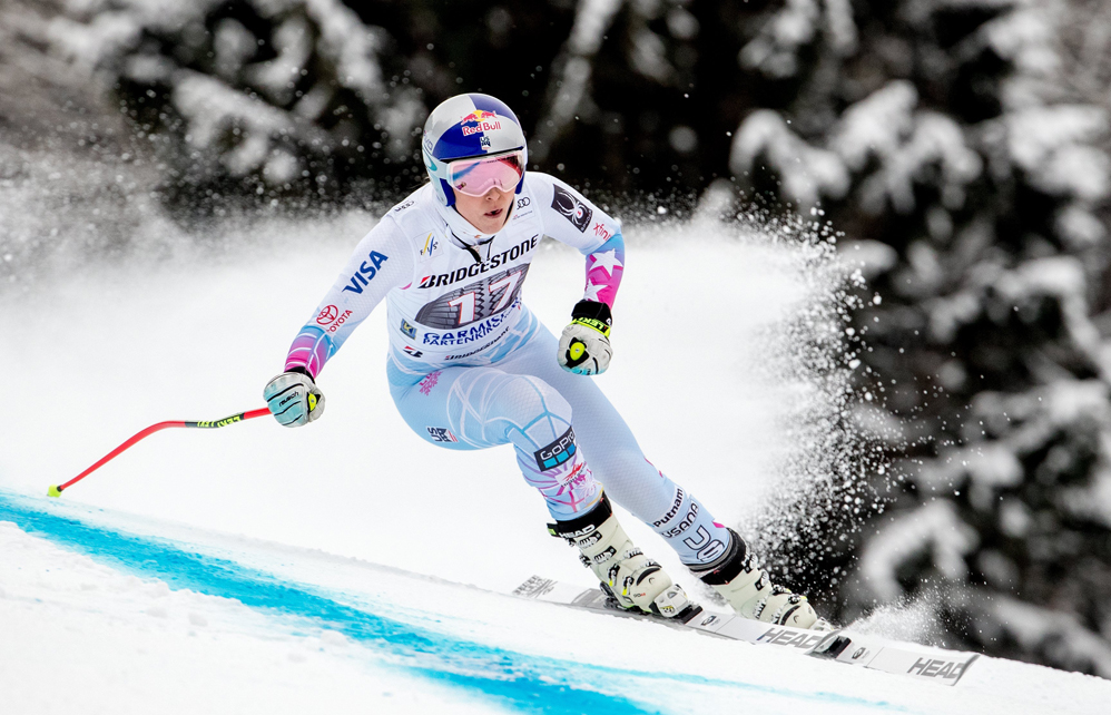 NIL01. Garmisch Partenkirchen (Germany), 03/02/2018.- Lindsey Vonn of the USA in action during the training for the women's downhill race of the FIS Alpine Ski World Cup event in Garmisch-Partenkirchen, Germany, 03 February 2018. (Alemania, Estados Unidos) EFE/EPA/LISI NIESNER