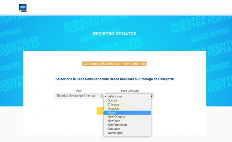 Consulado de Miami aparece en página del SAIME para solicitar prórroga pasaporte
