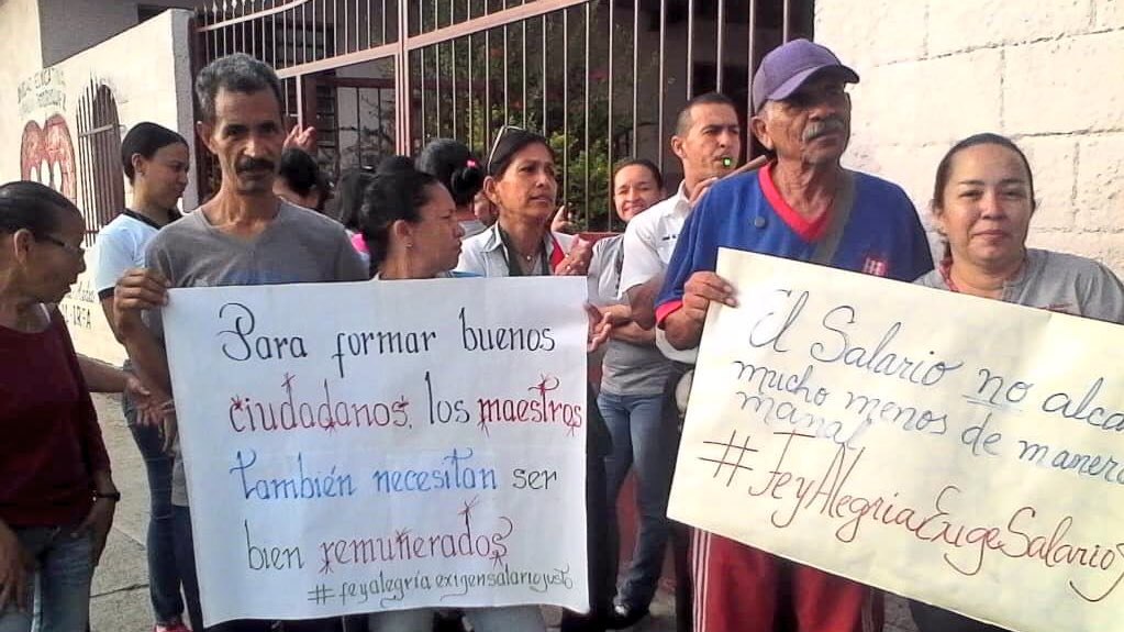 Protesta de Fe y Alegría - Foto TV Venezuela