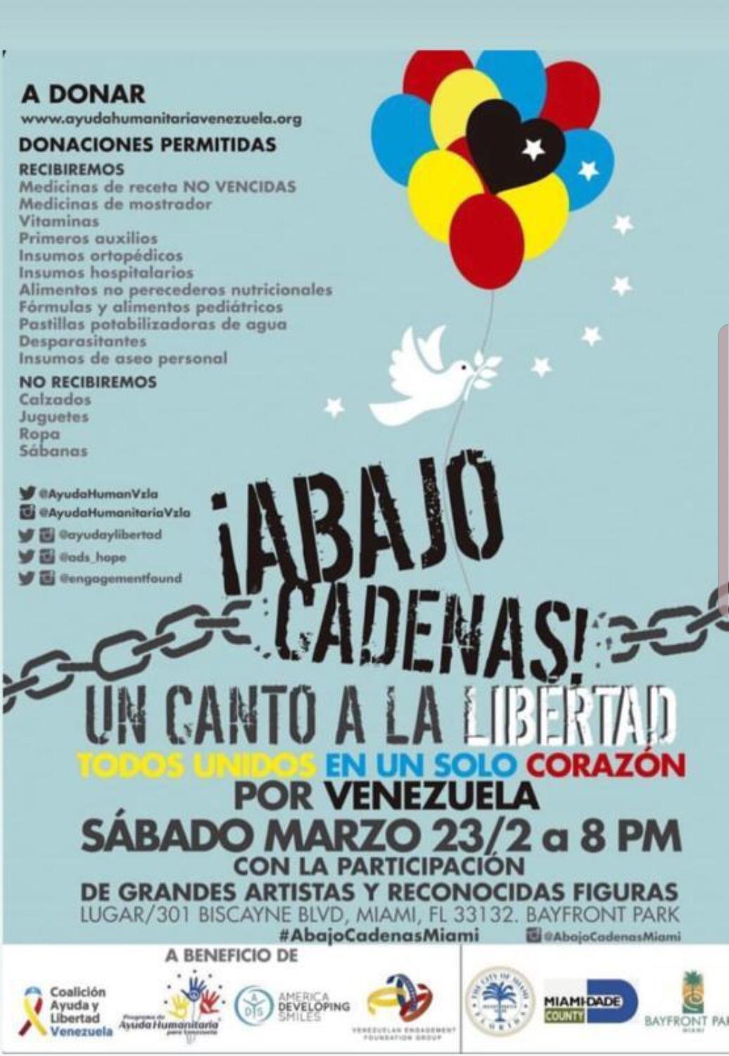 concierto en Miami para los Venezolanos - Abajo Cadenas