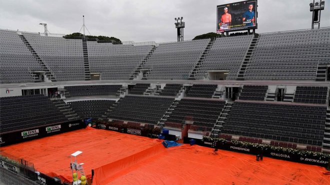 La intensa lluvia pone en duda el debut de Federer, Nadal y Djokovic en Roma - tenis