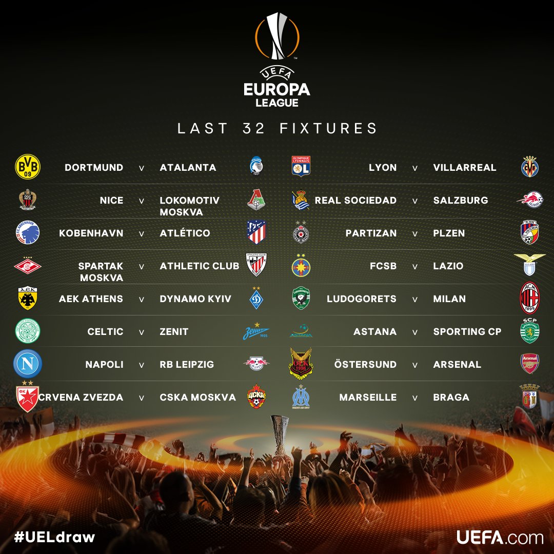 32vos sorteo europa league