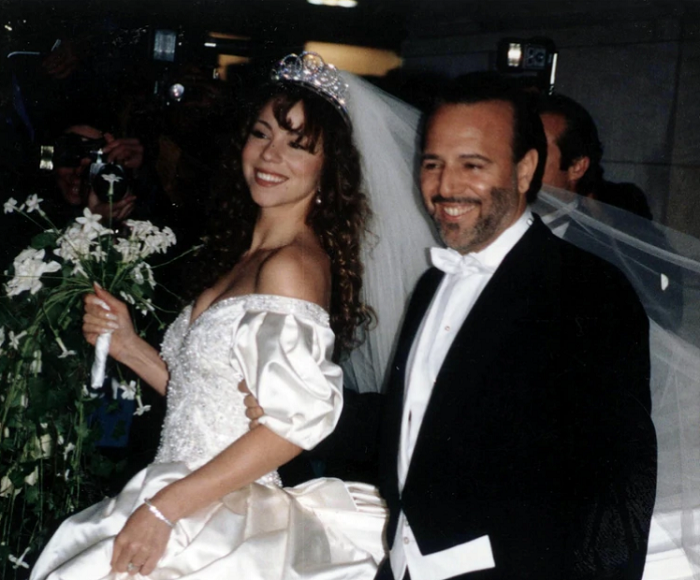 Mariah Carey con Tommy Mottola, actual esposo de la cantante mexicana Thalía 